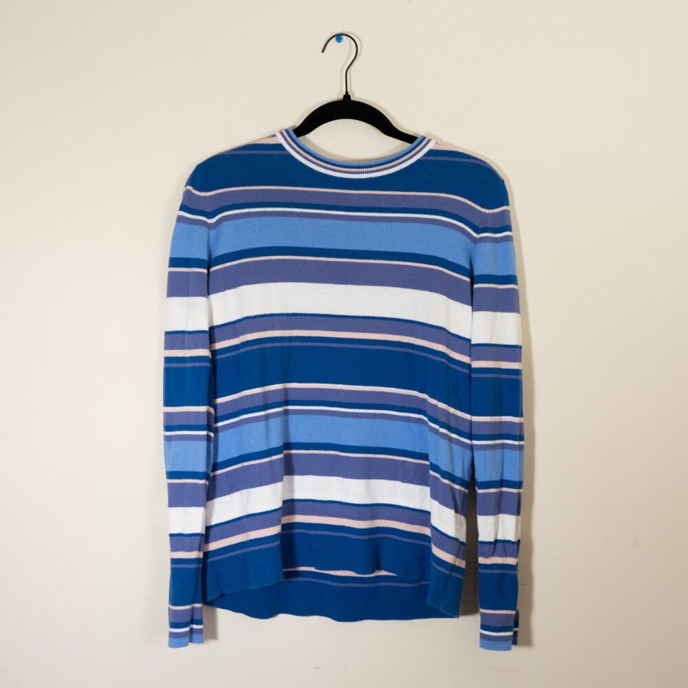 Halogen Blue Striped Sweater with Buttons Size Large
